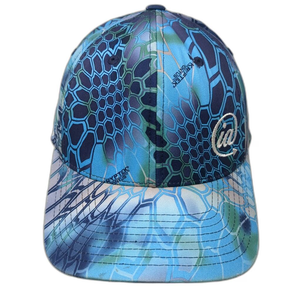 Kryptek Baseball Cap Blue XL Pontus Camo Flexfit IA Logo Structured Stretch Hat